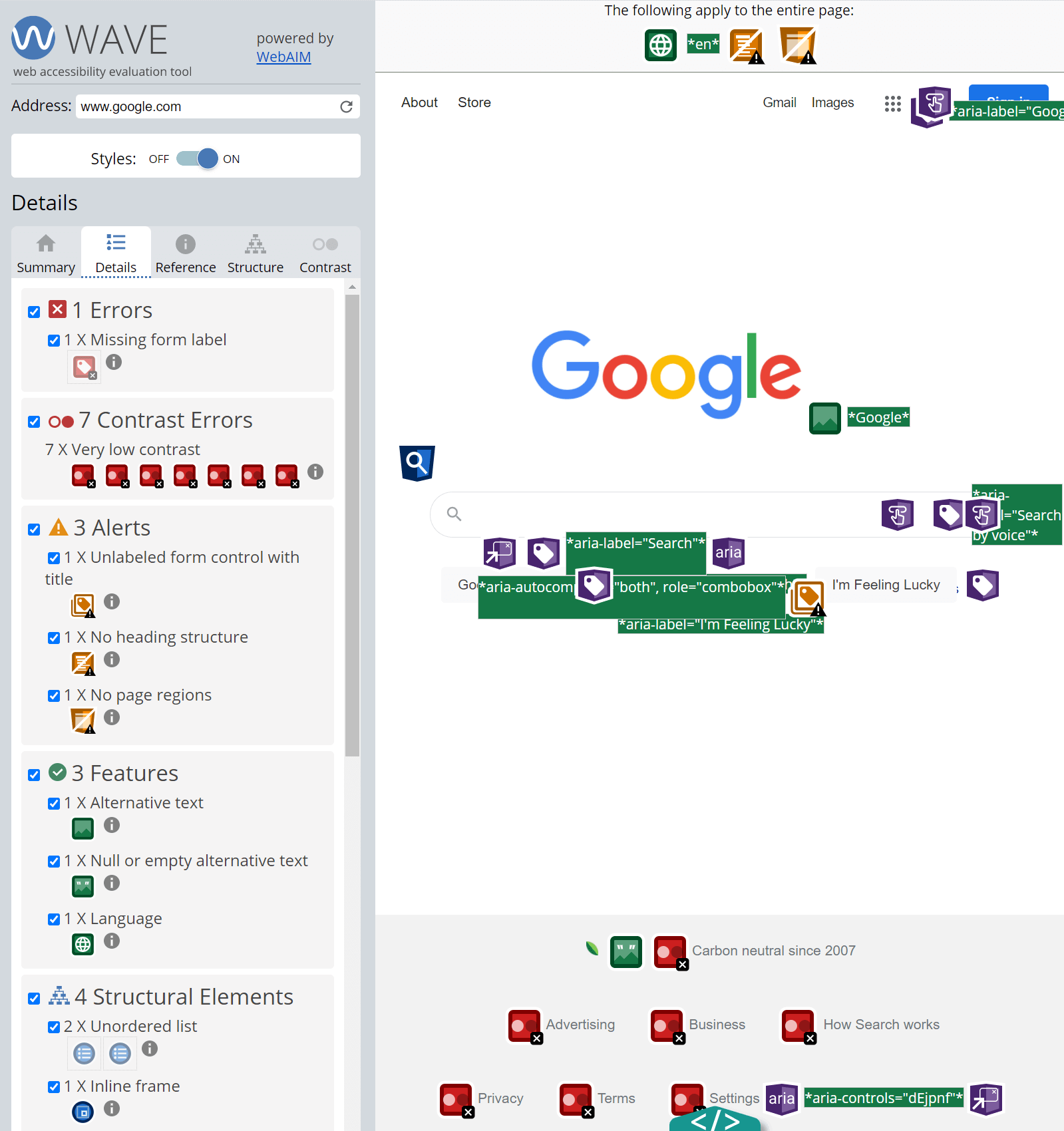 Wave accessibility test results