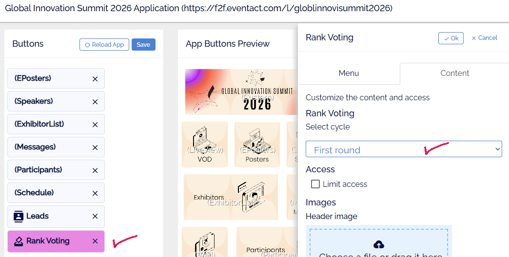 Adding the Rank Voting feature to the event app