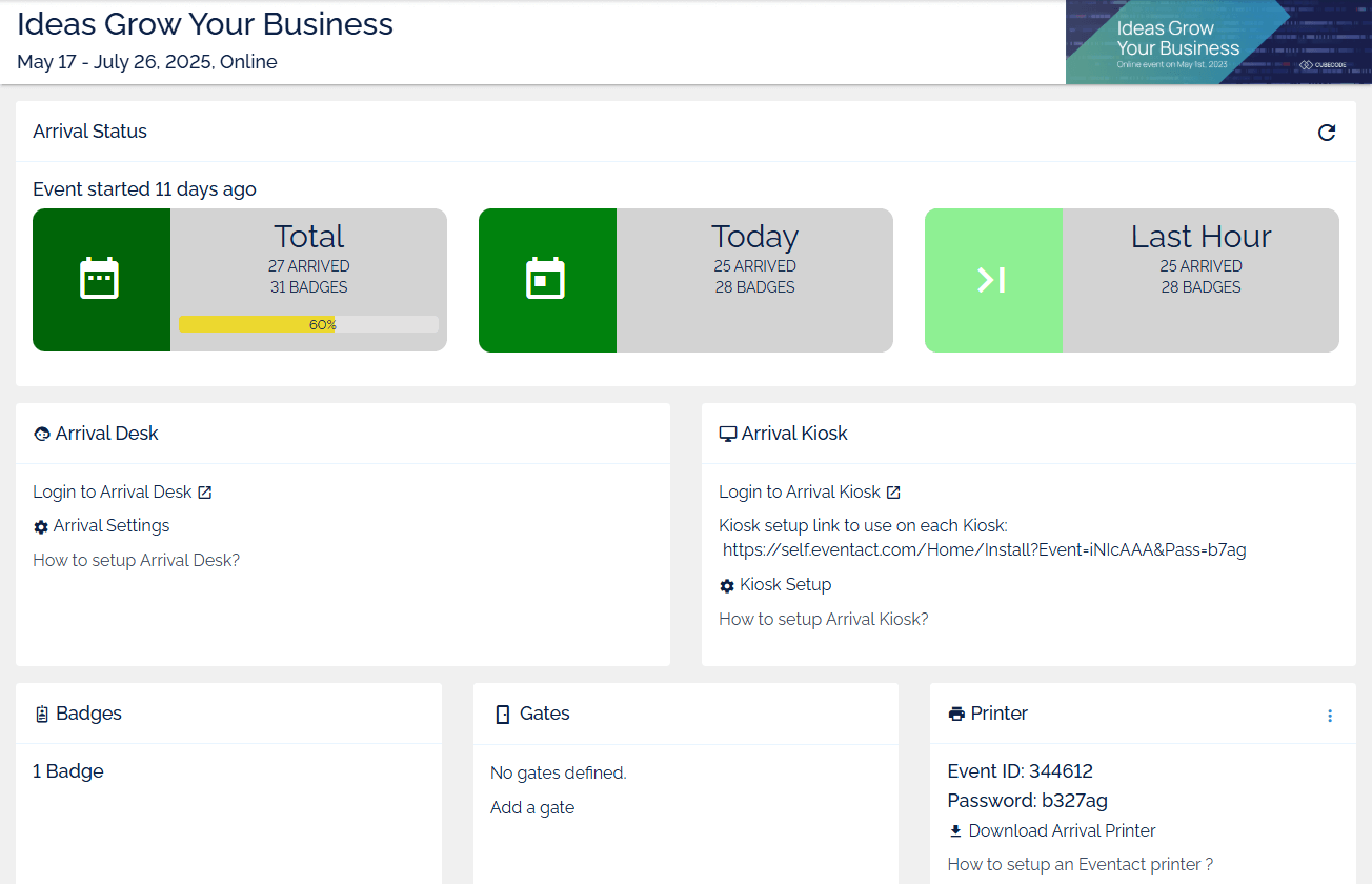 Eventact Arrival Back Office