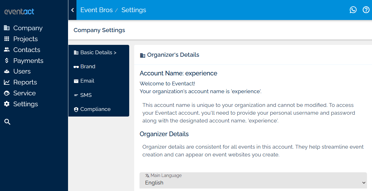 Company level settings in Back Office