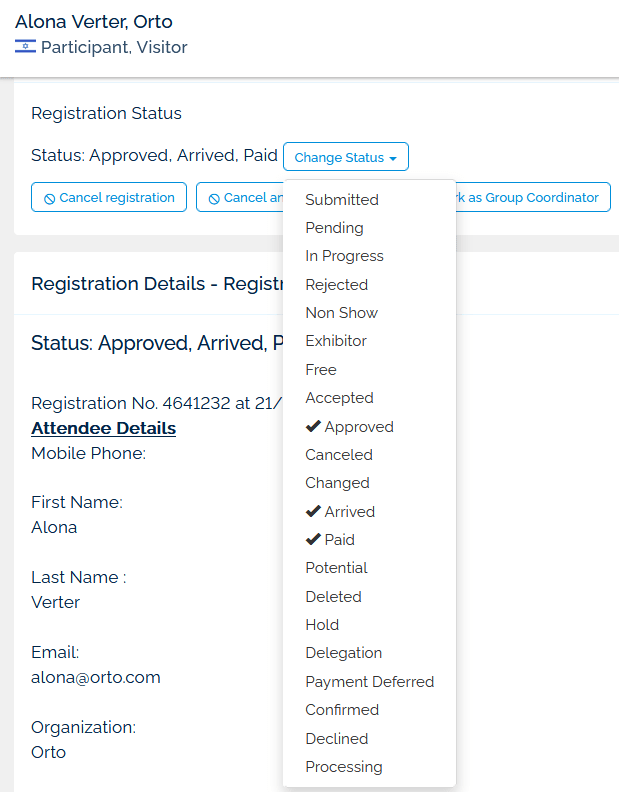 Attendee roles in Back Office